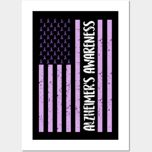 Cool America Flag Alzheimer Awareness Shirt Family Gift Posters and Art